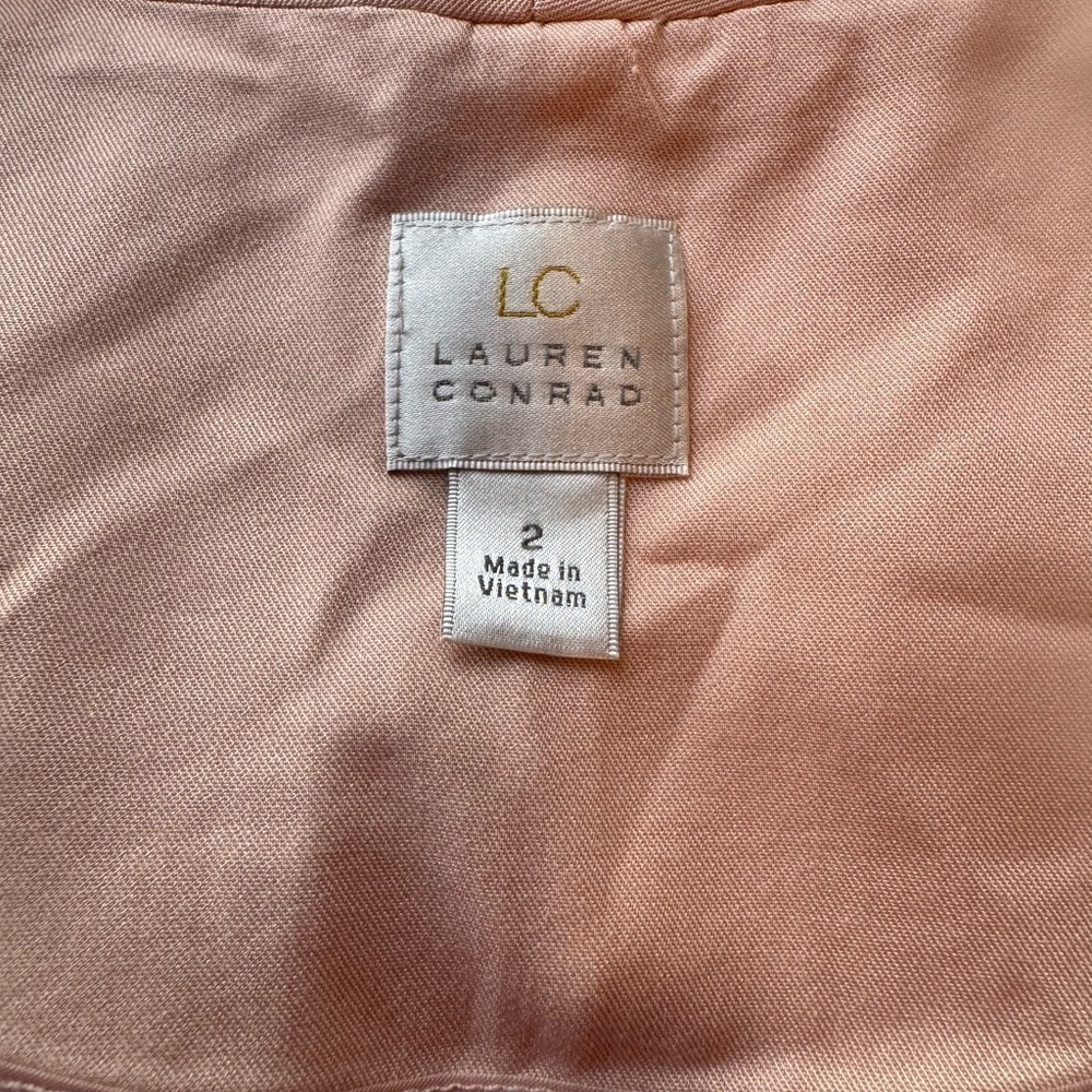 Peach Open Front Blazer with Shawl Lapels and Long Sleeves - Picture 6 of 7